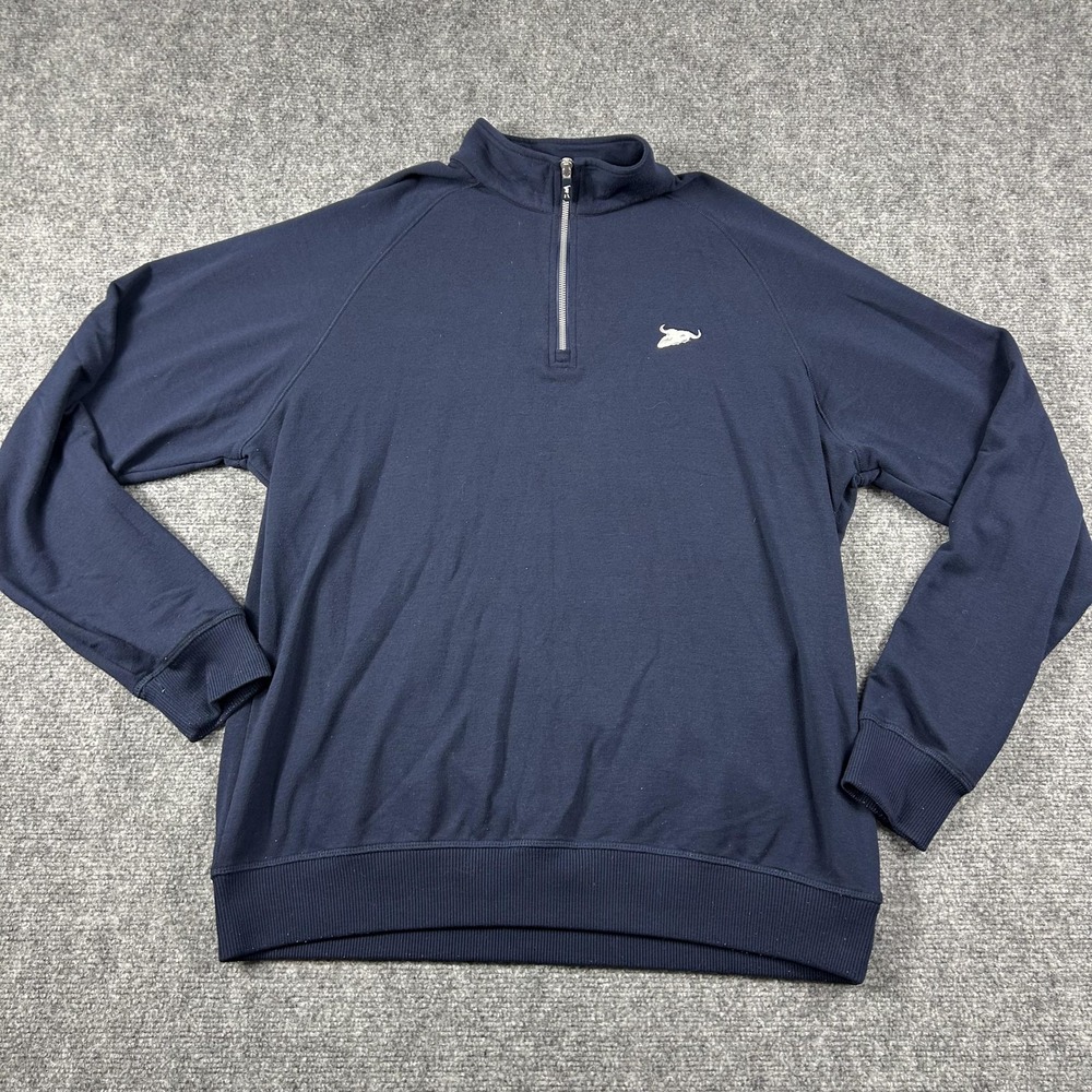 F&G Tech Sweatshirt Mens Large Blue 1/4‎ Zip Golf Pullover Stretch Performance